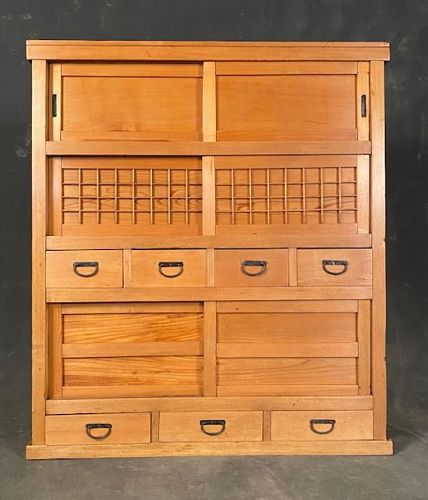 Japanese Antique Tansu Chest Nagoya Mizuya Unusual Small Size