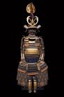 Japanese Gold Gilt Samurai Armor with Dragon Fish Maedate
