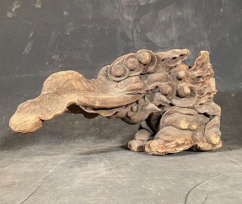 Very Large Japanese Baku Corbel Keyaki Carving Edo Era