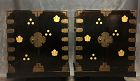 Japanese Rare Pair of Black and Gold Lacquer Dowery Tansu,  Edo Period