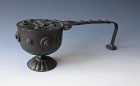 Japanese Antique Bronze Candle Holder with Handle