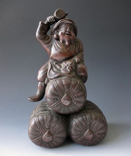 Japanese Antique Bizen Ware Figure of Daikoku