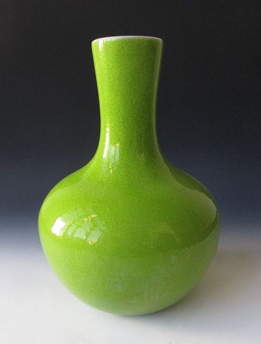 Chinese Large Lime Green Glaze Porcelain Vase