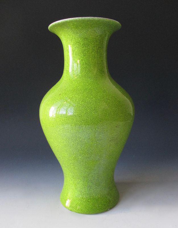 Chinese Lime Green Glaze Porcelain Vase