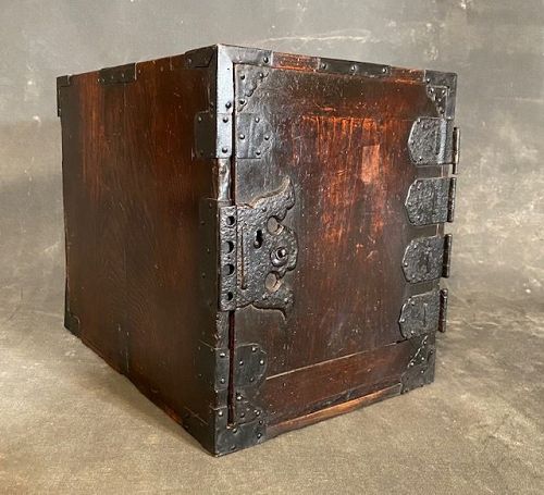 Antique Japanese Merchant Box Chobako Sugi Edo Era