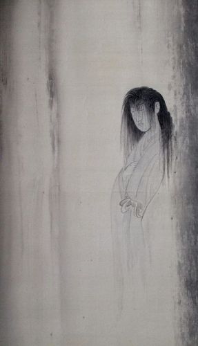 Japanese Scroll Painting of a Ghost and Waterfall