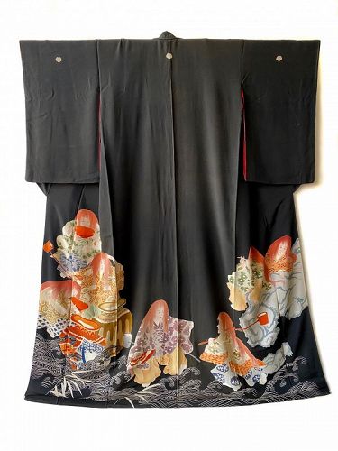 Japanese Antique Kimono with Shōjō Drinking Sake