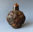 Chinese Antique Carved Amber Snuff Bottle