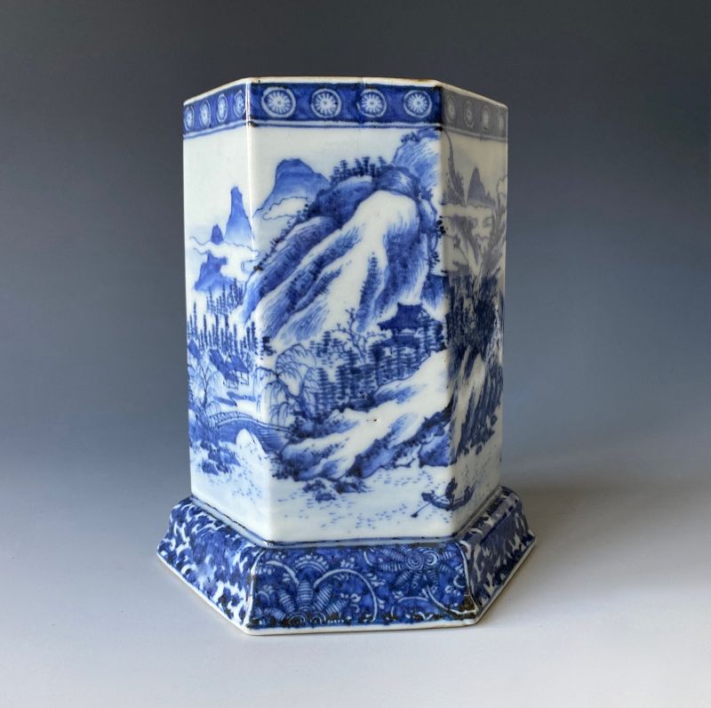 Japanese Antique Blue and White Porcelain Container