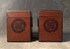 Pair of Japanese Antique Armor Boxes with Hawk Feathers Mon