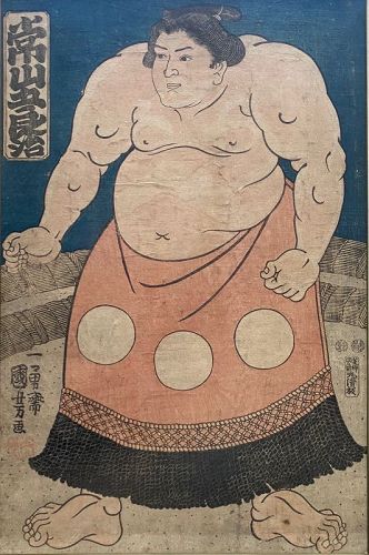 Japanese Antique Sumo Wrestler Print by Kuniyoshi Utagawa
