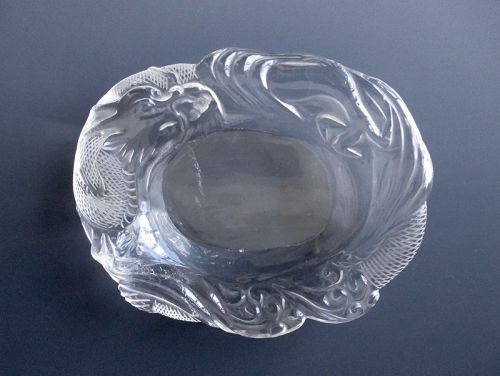 Chinese Antique Rock Crystal Dragon Dish