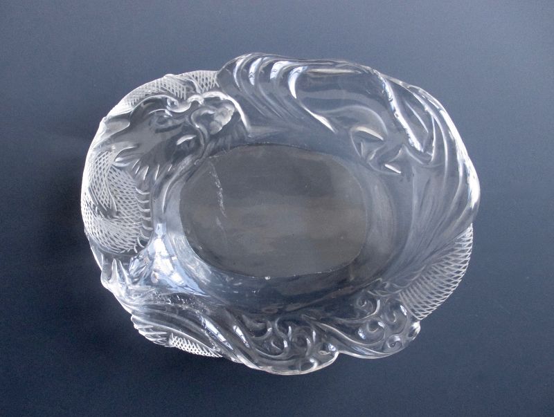 Chinese Antique Rock Crystal Dragon Dish