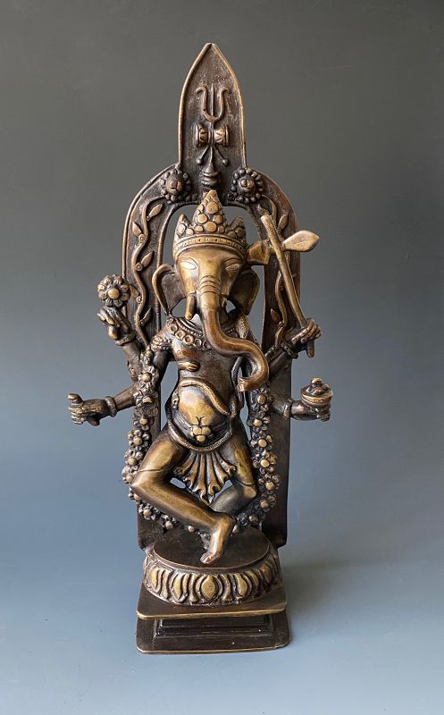 Indian Antique Bronze Figure of Dancing Ganesha