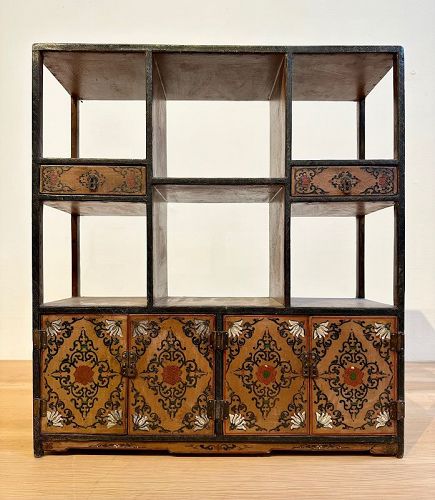 Chinese Antique Small Lacquered Display Cabinet