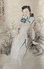 Chinese scroll Painting of a Beautiful Lady with Fan by Zhang Daqian