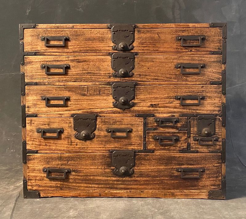 Japanese Wooden Hinoki Storage Chest Vtg Lock Box Large 4 Drawers Brow, Online Shop