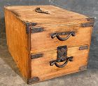 Antique Japanese Chobako (Merchant Box) Hinoki Meiji Period