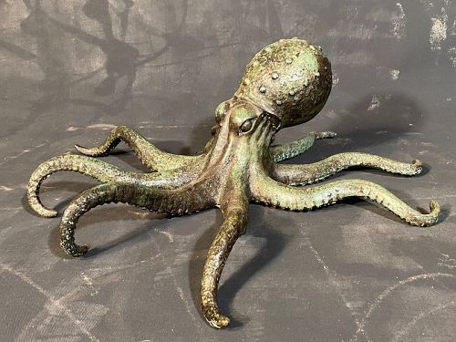 Japanese Cast Bronze Octopus Okimono Sculpture