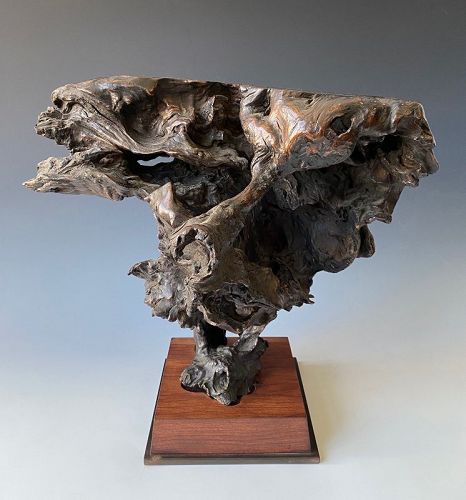 Japanese Antique Burl Wood on Stand