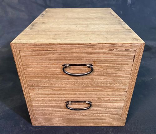 Antique Kobako 2 Drawer Document Box Kiri Taisho