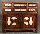 Antique Chinese Cabinet Huanghuali & Marble 19th C