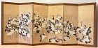 "100 Cranes" Gold Gilt Japanese Six Panel Screen