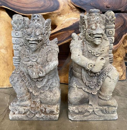 Pair of Balinese Dwarapala Stone Temple Guardians