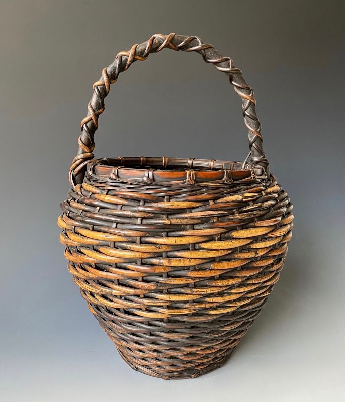 Japanese Antique Bamboo Ikebana Basket