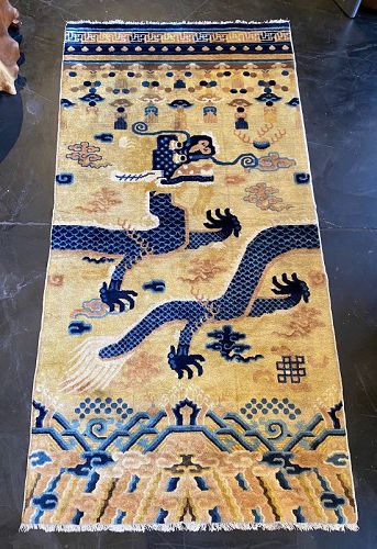 Chinese/Tibetan Antique Pillar Dragon Rug