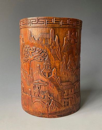 Chinese Antique Carved Bamboo Brushpot