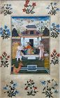 Indian Antique Framed Miniature Painting of Courtyard Scene