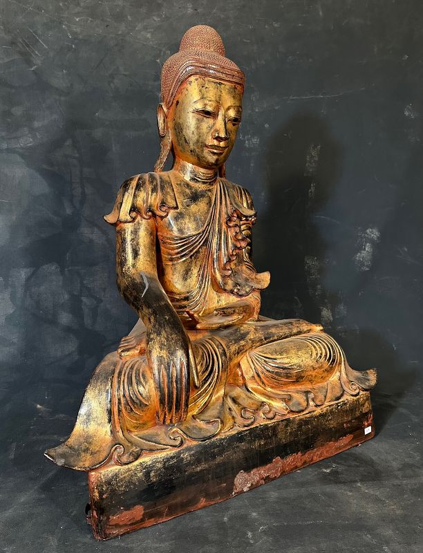Antique Burmese Dry Lacquer Buddha Statue