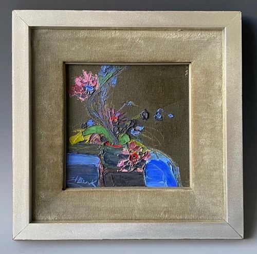 Henrietta Berk, "Flowers on a Blue Table"