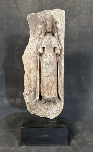 Chinese Limestone Standing Bodhisattva on Custom Mounting