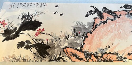 Large Ink on paper Work by Pan Tianshou