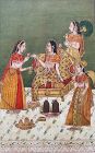 Indian Antique Miniature Painting of Harem Ladies
