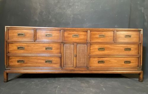 Mid Century Henredon Chinoiserie Triple Dresser & Shoe Closet 1970's