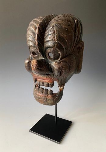 Japanese Antique Wooden Bugaku Mask