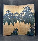 Japanese 2-Panel Screen Painting of Irises