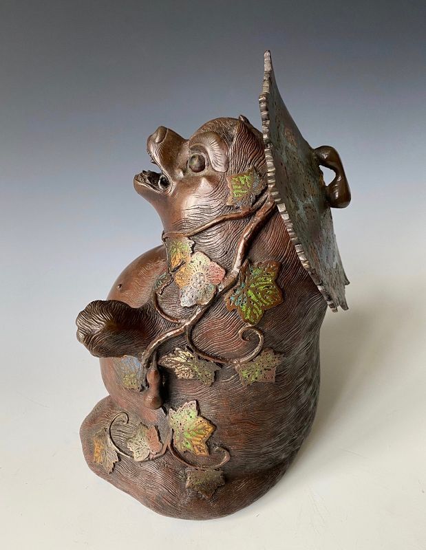 Japanese Antique Bronze Tanuki Censer