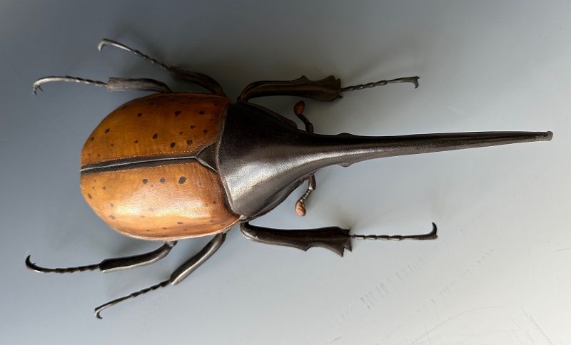 Contemporary Japanese Leather Rhinoceros Beetle