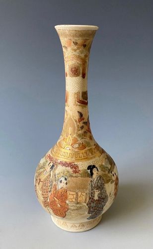Japanese Antique Satsuma Vase with Ladies and Children
