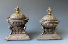 Tibetan Antique Small Kapala, Pair of of Ritual Skull Cups