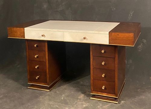 Antique French Art Deco Pedistal Desk