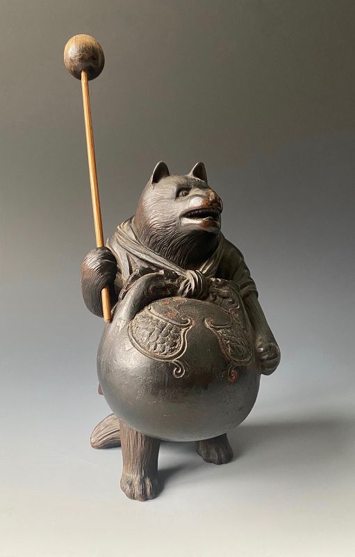 Japanese Antique Tanuki with Bell