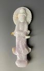 Chinese Lavender Jade Carving of Quanyin