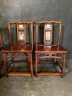 Set of 4 Late Qing Lamp Chairs Huanghuali & Marble