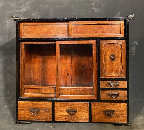 Antique Japanese Cha Tansu Chest Late Meiji