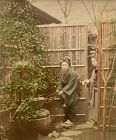 Antique Japanese Colored Photograph of Young Ladies